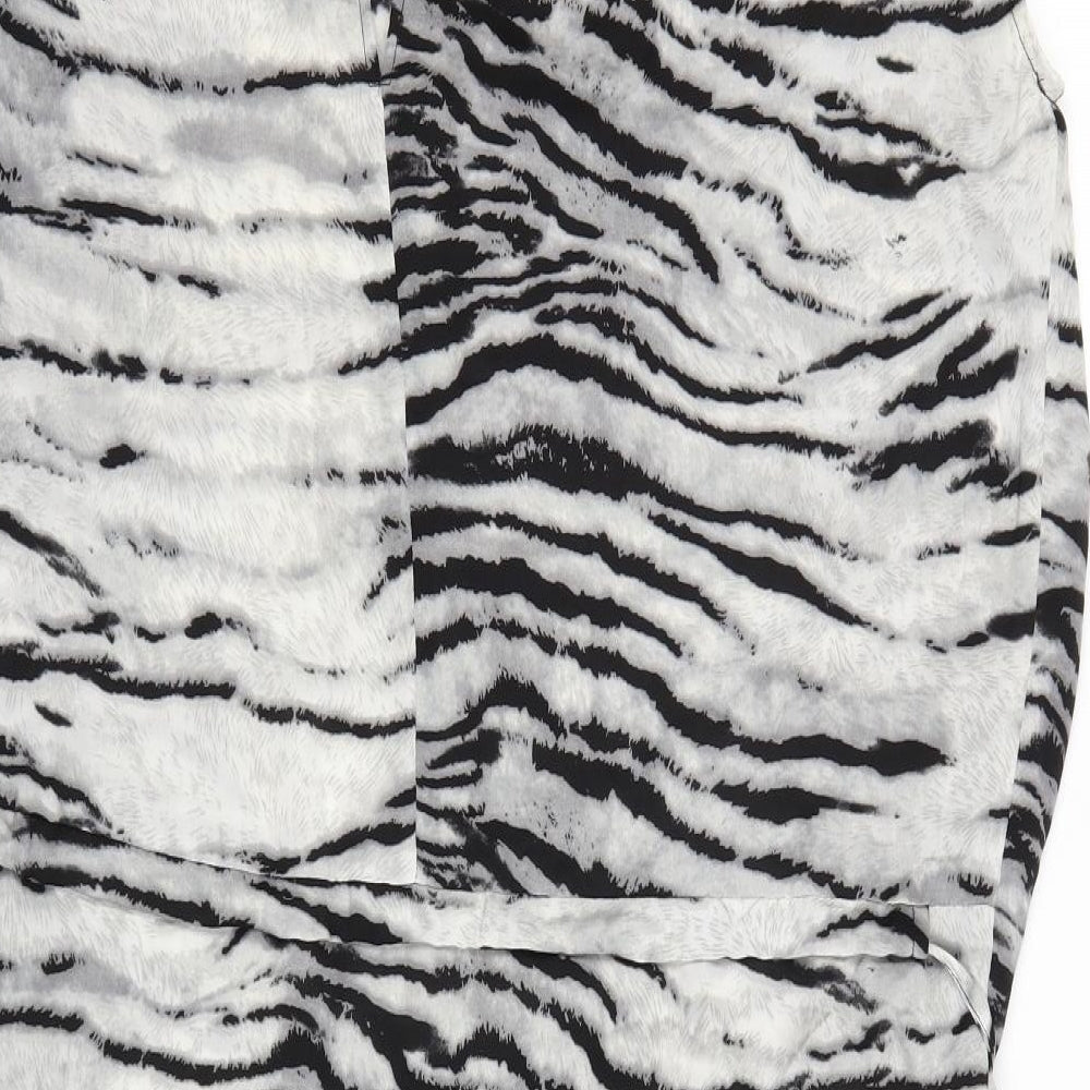 Saint Tropez Clothing Womens Grey Animal Print Kimono Blouse Size M