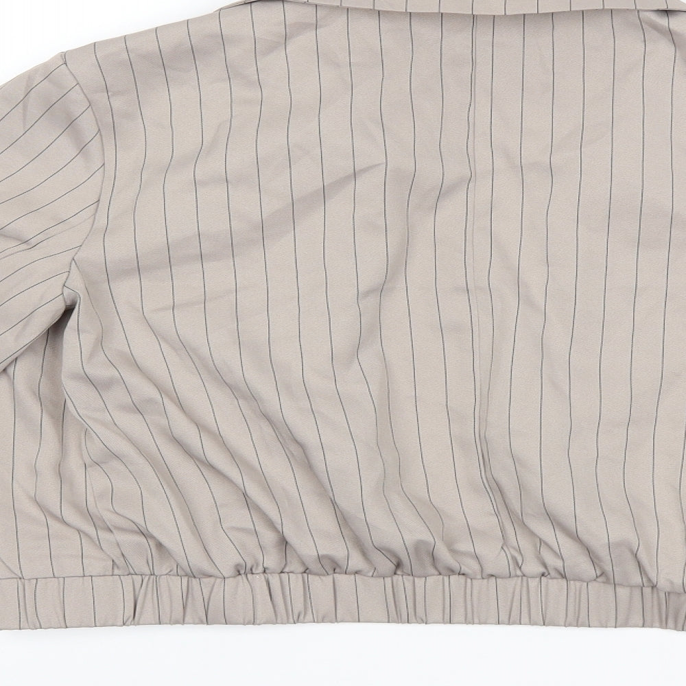 Boohoo Womens Beige Striped Jacket Size 8