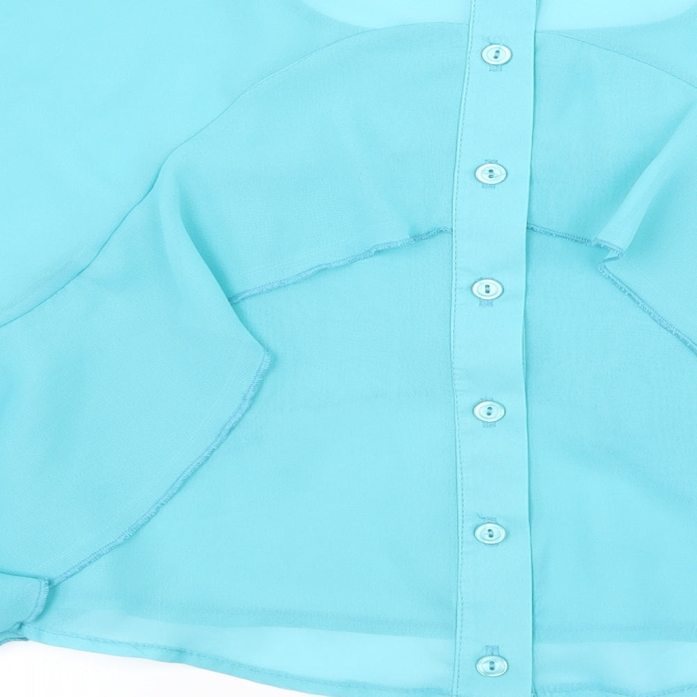Nikka Womens Blue Basic Blouse Size 10 - Ruffle Detail