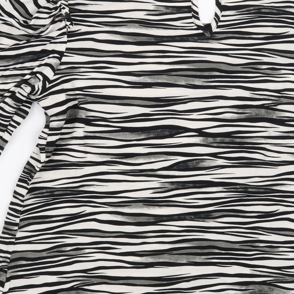 Papaya Womens White Animal Print Basic Blouse Size 8