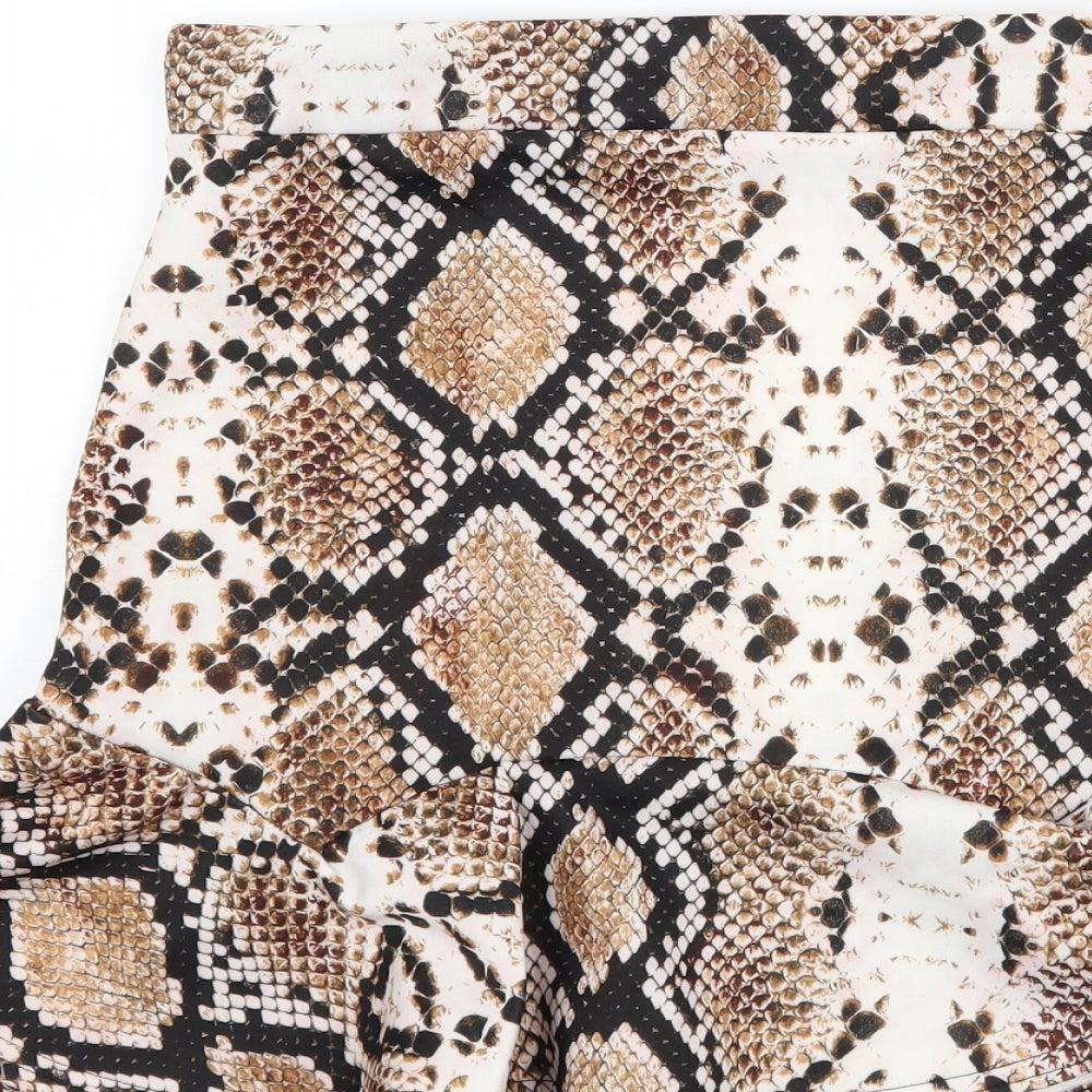 PRETTYLITTLETHING Womens Brown Animal Print A-Line Skirt Size 6