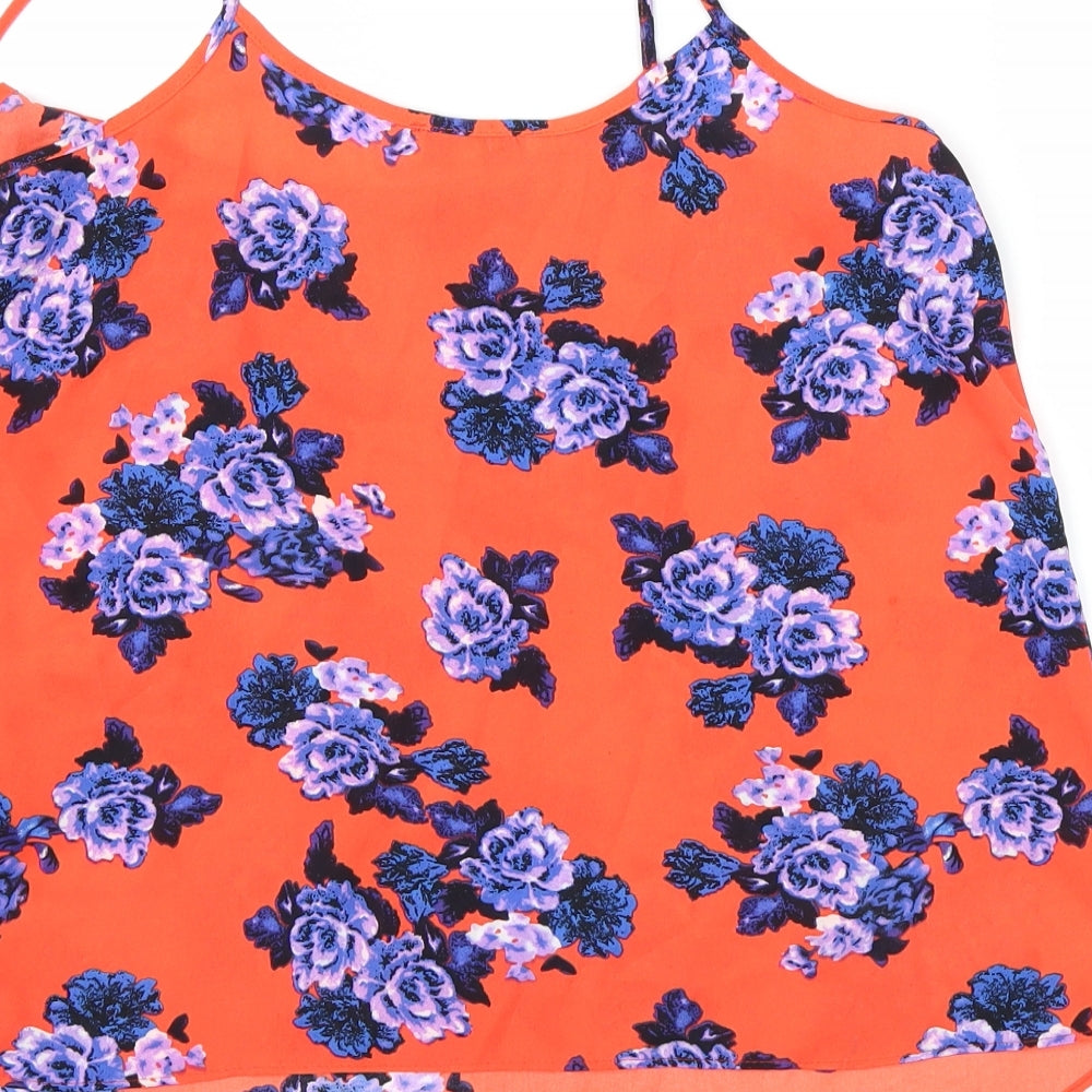 Papaya Womens Red Floral Basic T-Shirt Size 12