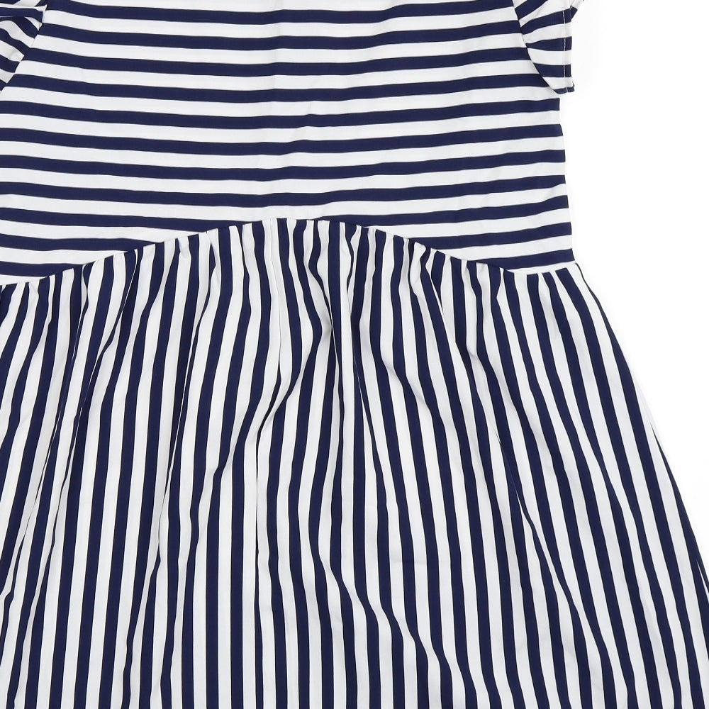 SheIn Womens Blue Striped Skater Dress Size M