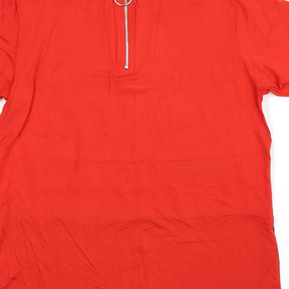 Select Womens Red Striped Basic T-Shirt Size 10