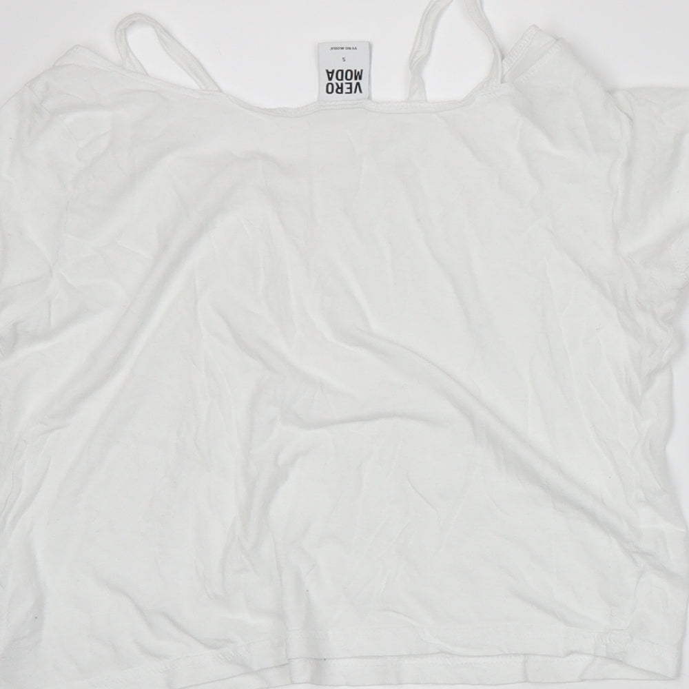 VERO MODA Womens White Basic T-Shirt Size S