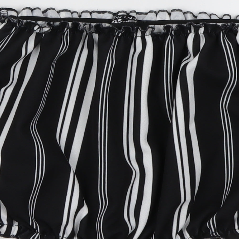 New Look Girls Black Striped Basic Blouse Size 12 Years