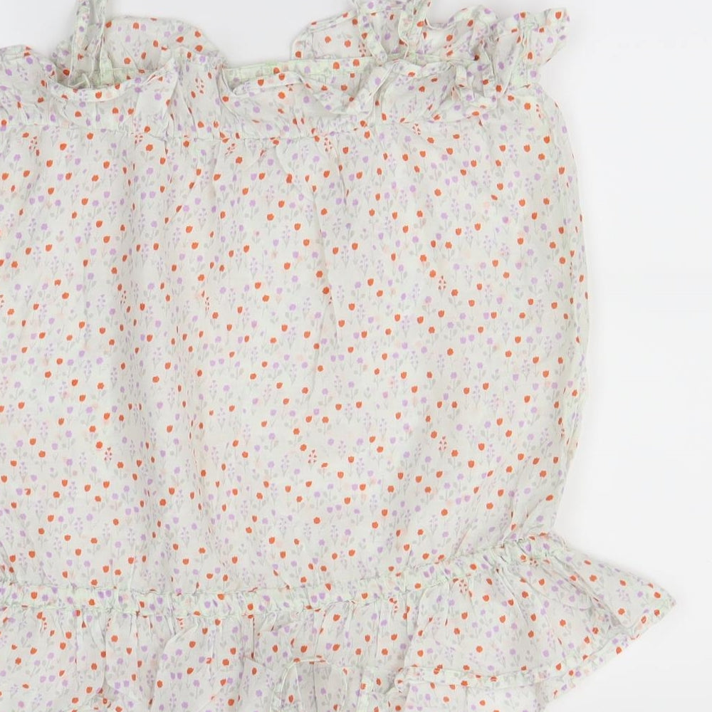 River Womens White Floral Basic T-Shirt Size 6