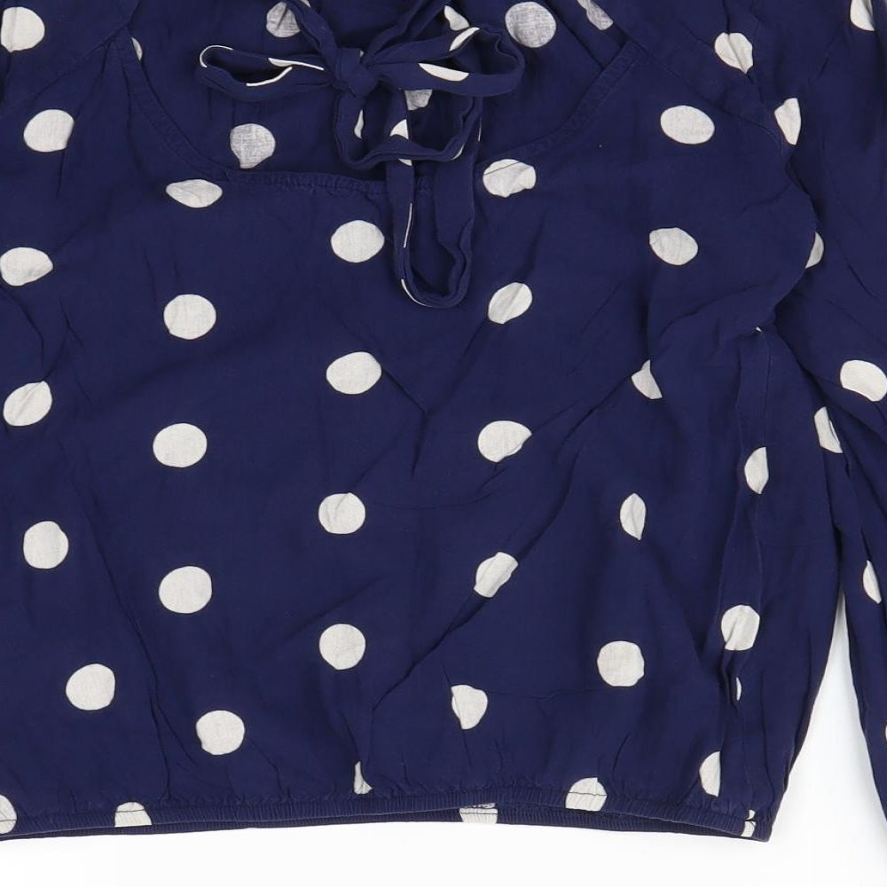 Billie & Blossom Womens Blue Polka Dot Basic Blouse Size 8