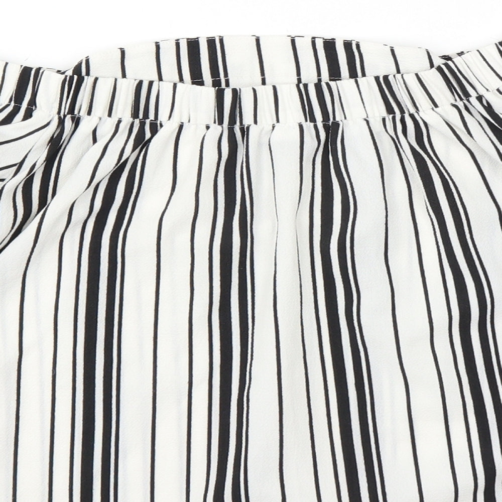 Missguided Womens White Striped Basic Blouse Size 10 - CROPPED