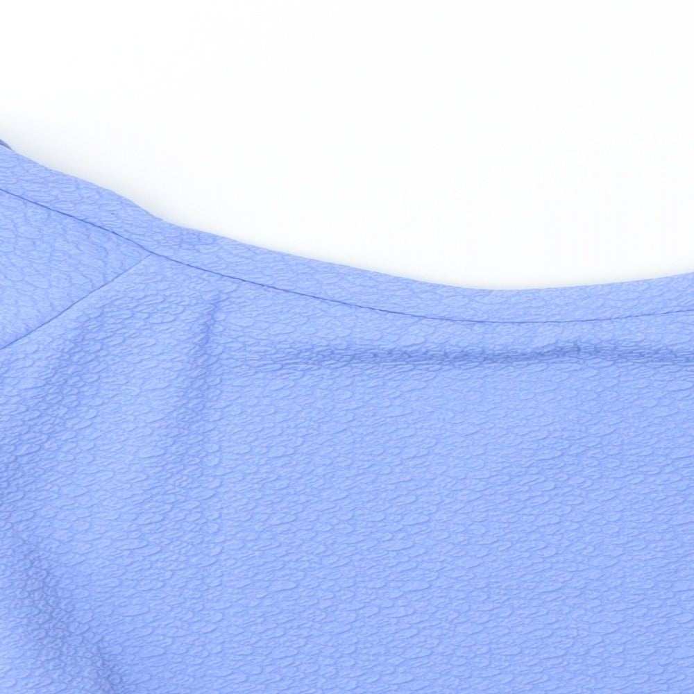 Kiah Womens Blue Basic Blouse Size 14 - CROPPED