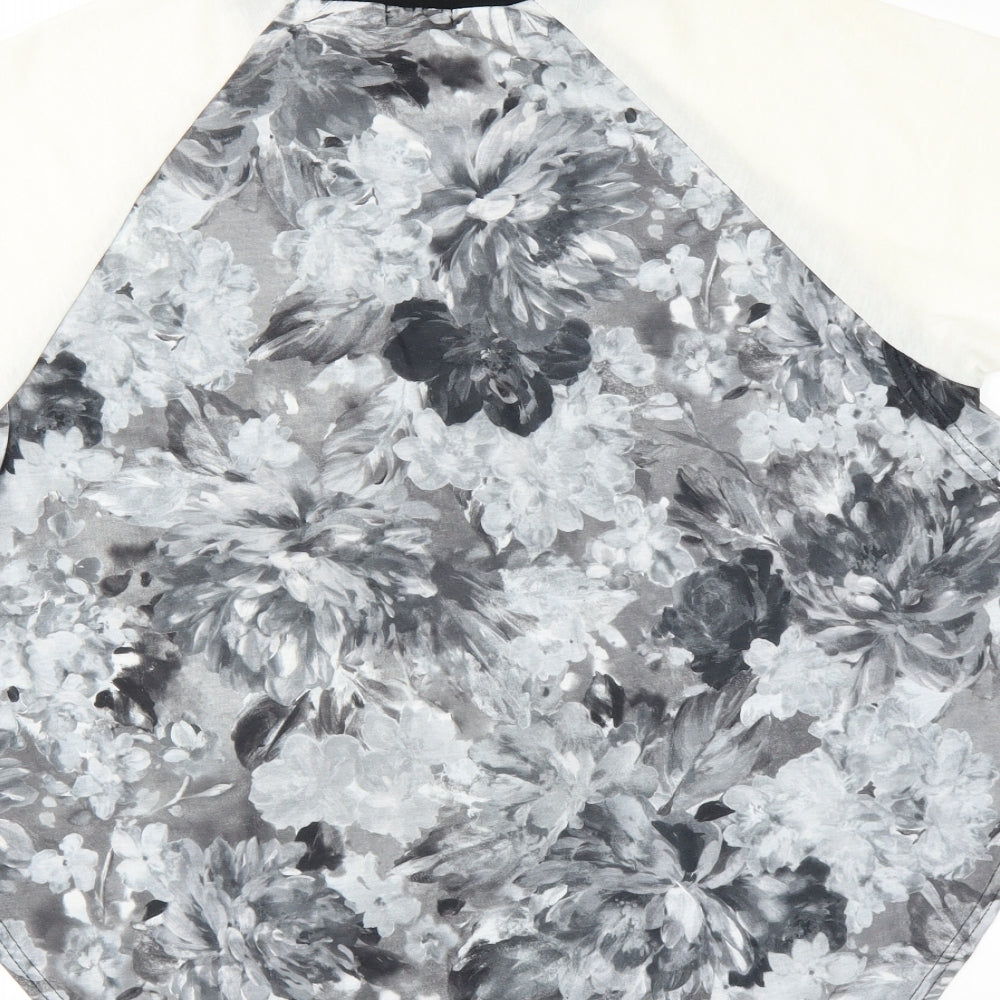 River Island Womens Grey Floral Basic Blouse Size 10 - open sides