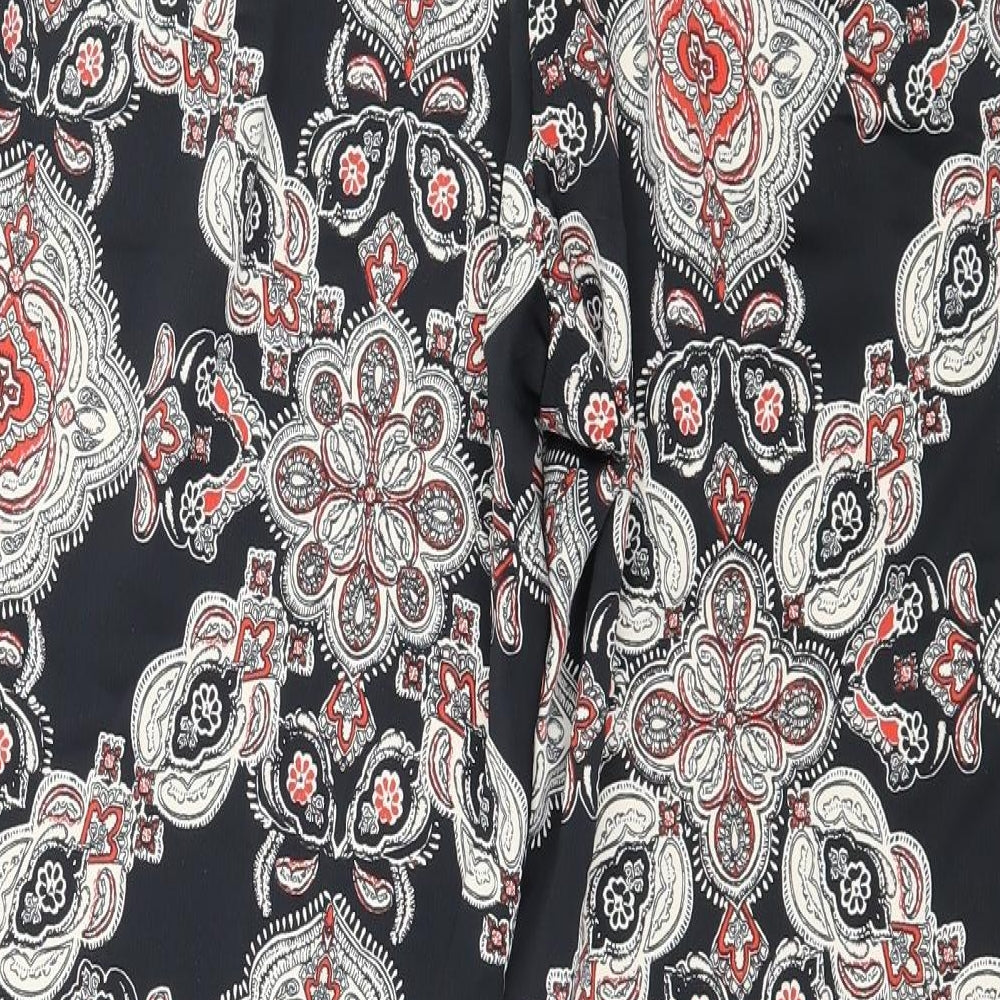 F&F Womens Black Paisley Satin Trousers Size 8 L27 in