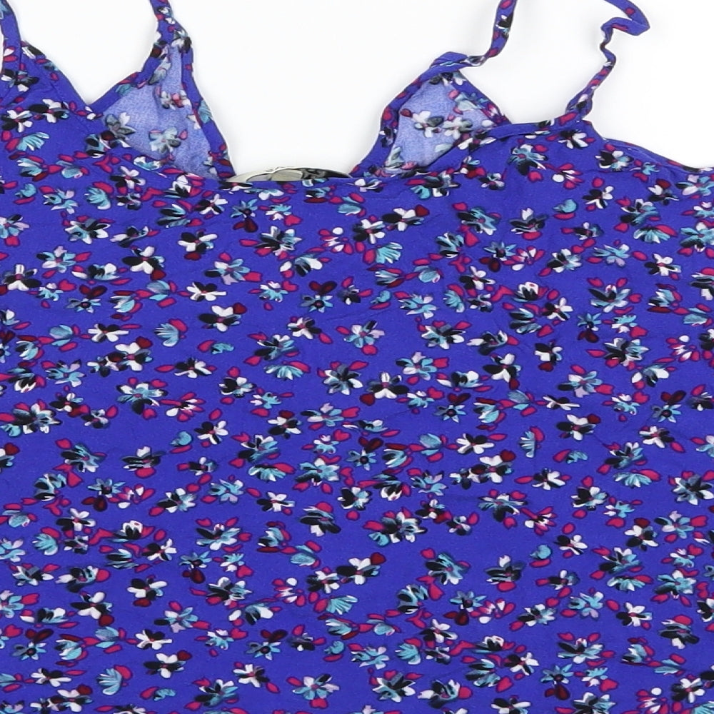 Papaya Womens Blue Floral Basic Tank Size 10