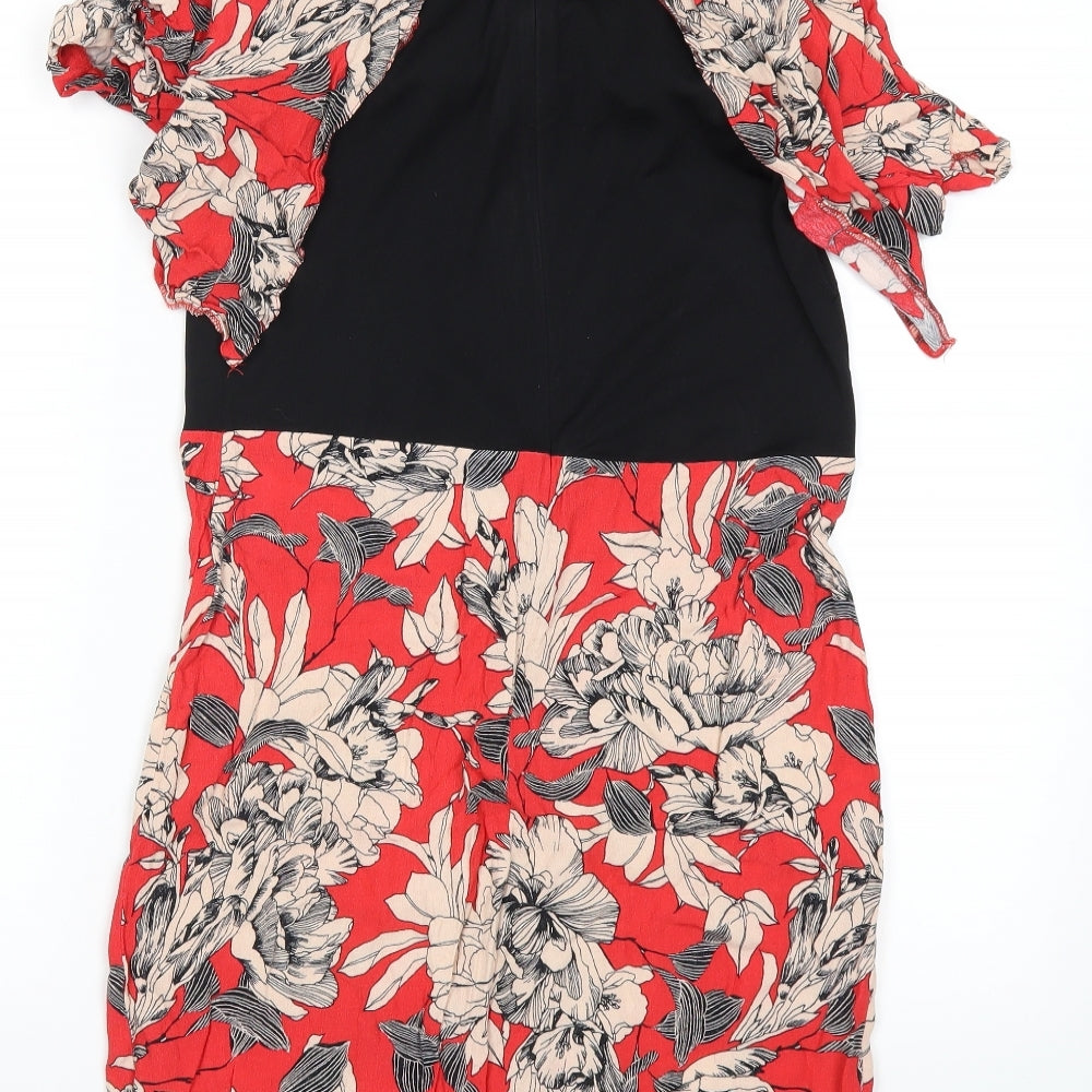 Dorothy Perkins Womens Red Floral Bodycon Size 8