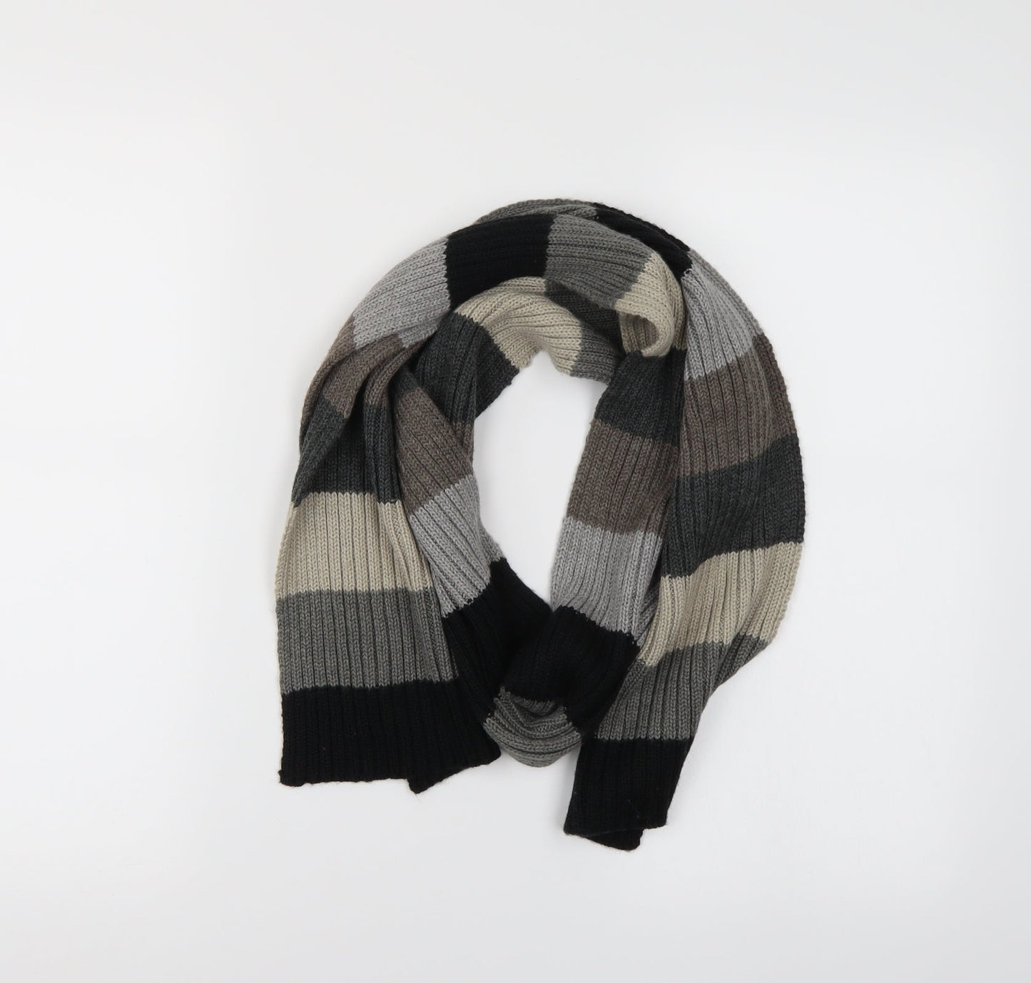 Maine Mens Grey Striped Scarf One Size