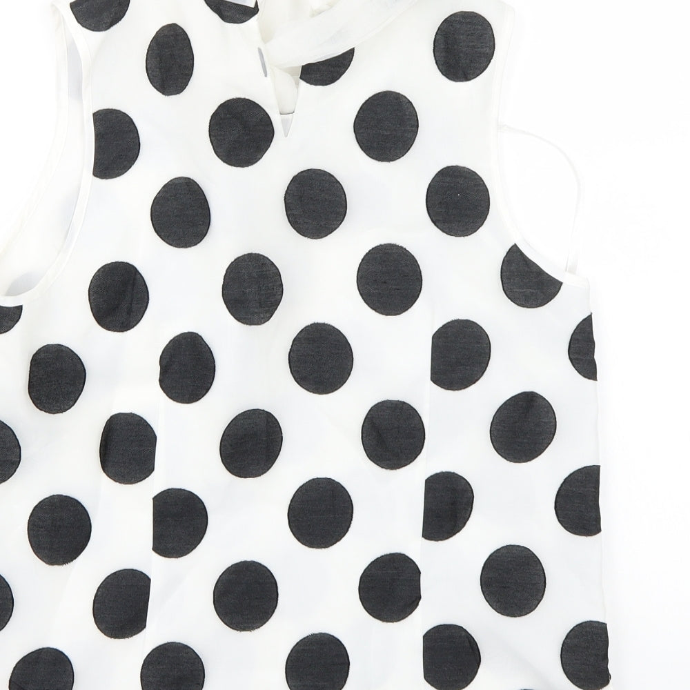 Coast Womens White Polka Dot Basic Blouse Size 10