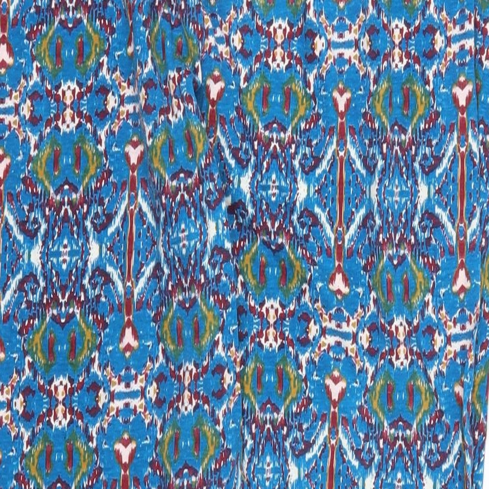 Pretty Secrets Womens Blue Geometric Trousers Size 16 L27 in