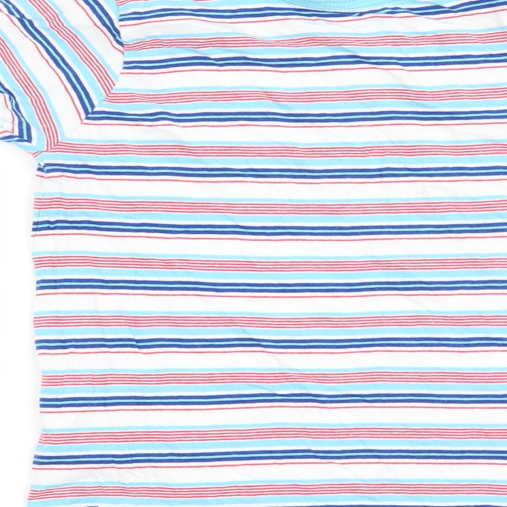 Lily & Dan Boys White Striped Basic T-Shirt Size 7-8 Years