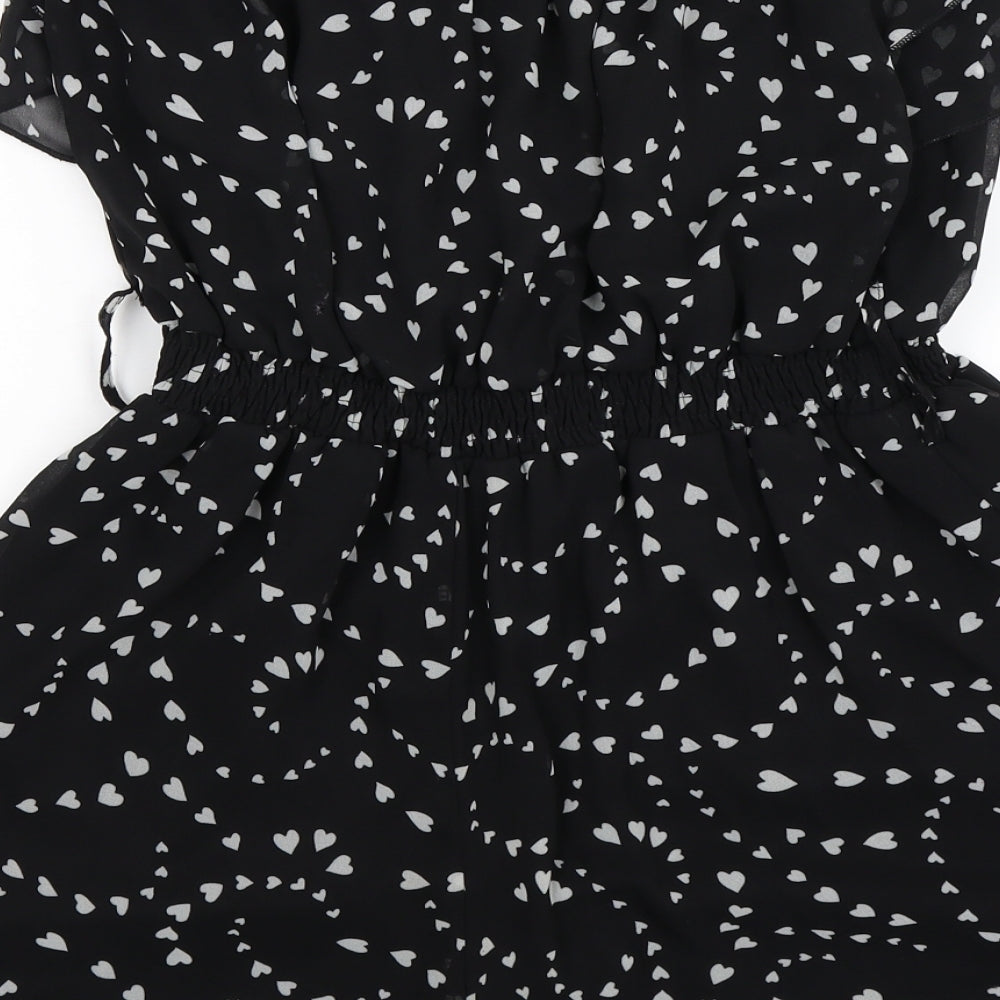Apricot Womens Black Polka Dot Chiffon Playsuit One-Piece Size S - hearts