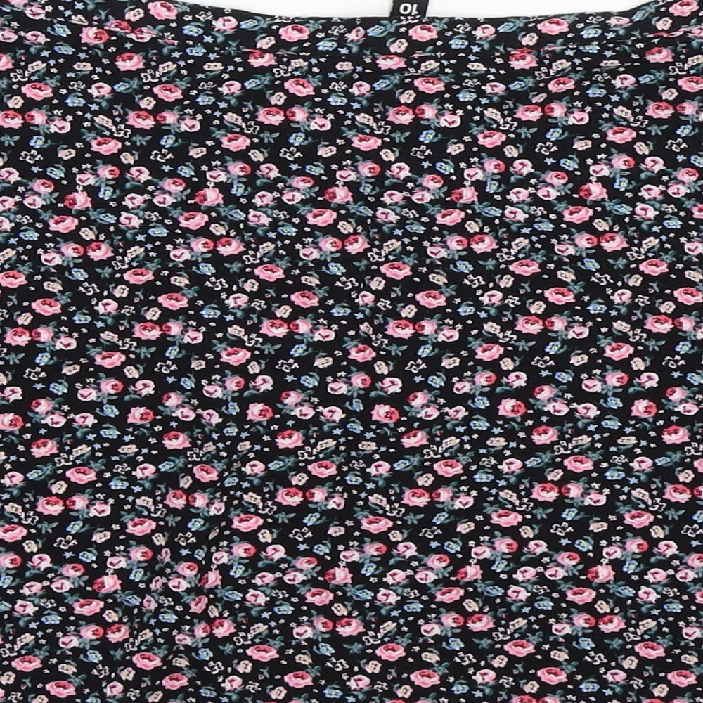 Divided Womens Black Floral Flare Skirt Size 10