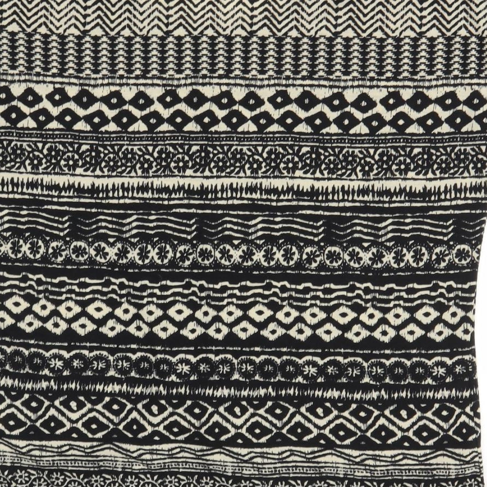 Encuentro Womens Black Geometric Basic T-Shirt Size M