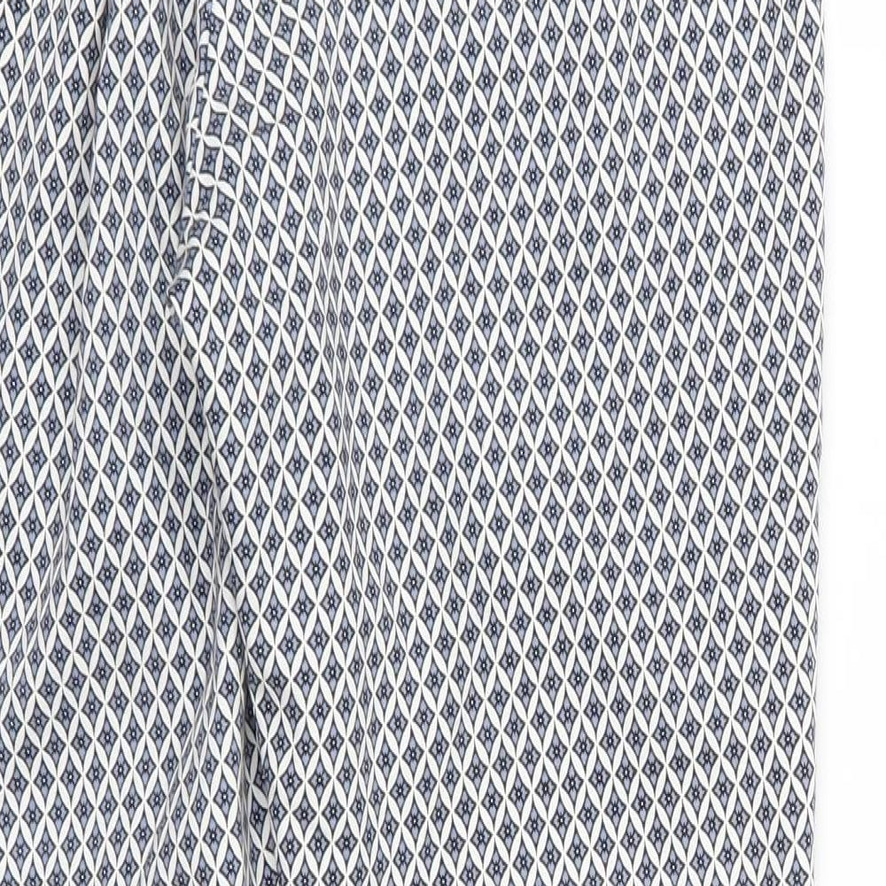 H&M Womens Blue Argyle/Diamond Trousers Size 12 L27 in