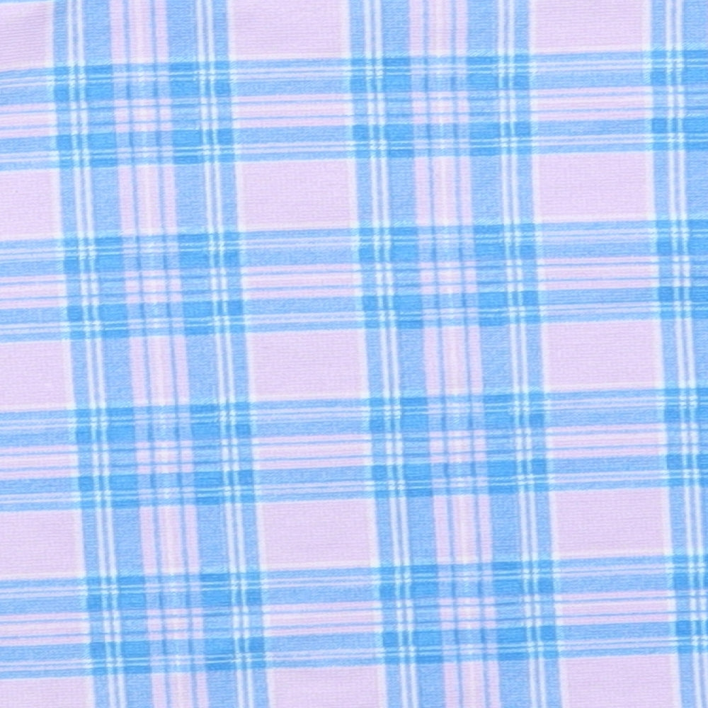 Boohoo Womens Purple Check Cropped T-Shirt Size 14