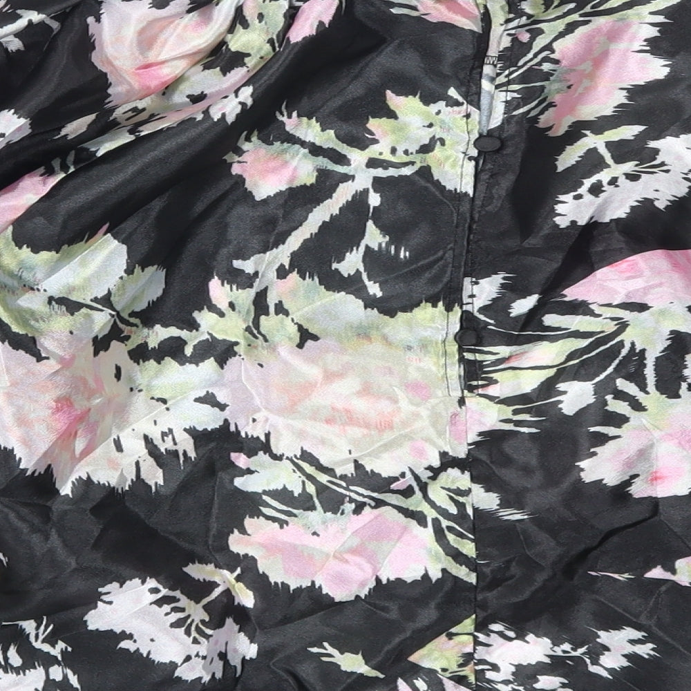 Topshop Womens Black Floral Basic Blouse Size 12