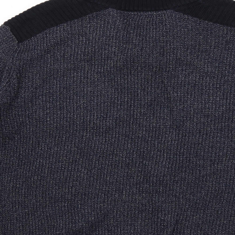 Acw85 Mens Blue Knit Pullover Jumper Size L
