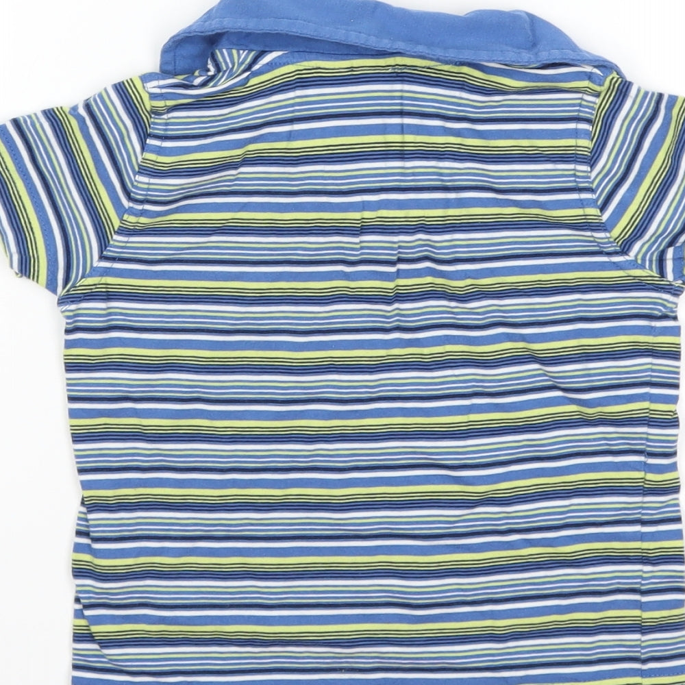 Preworn Boys Blue Striped Basic Polo Size 2-3 Years