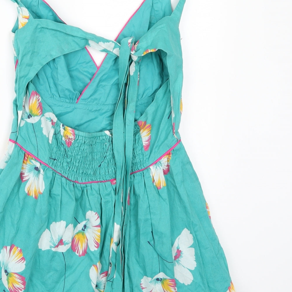 Full Circle Womens Green Floral Basic Blouse Size 12