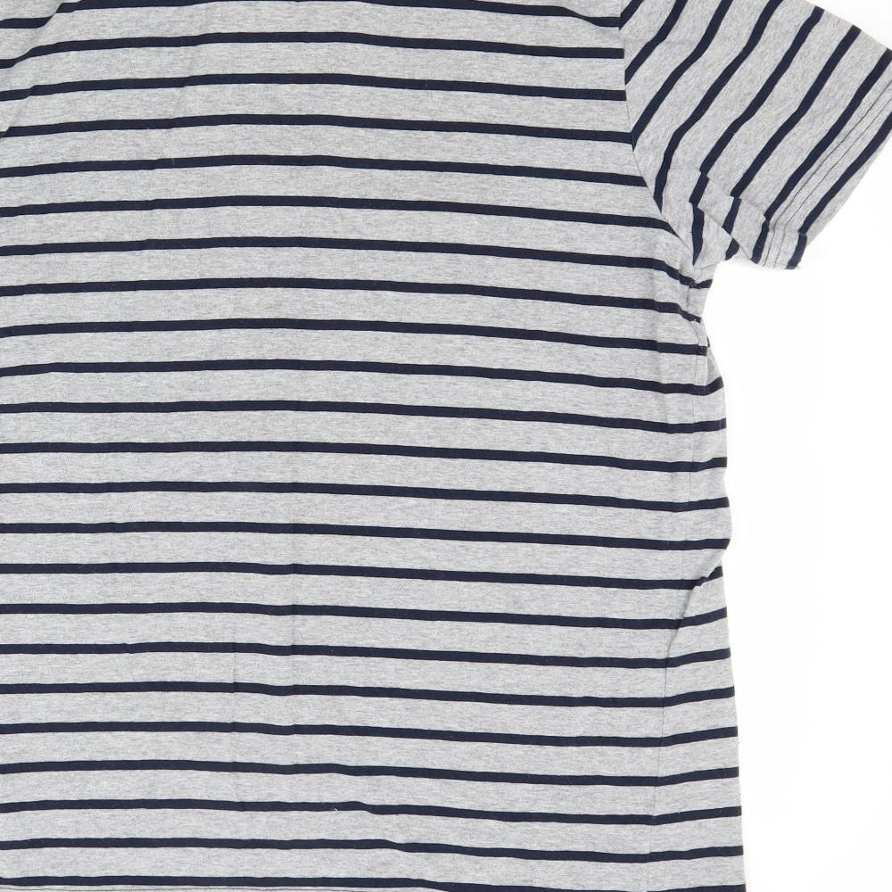 Cedarwood State Mens Grey Striped Polo Size M