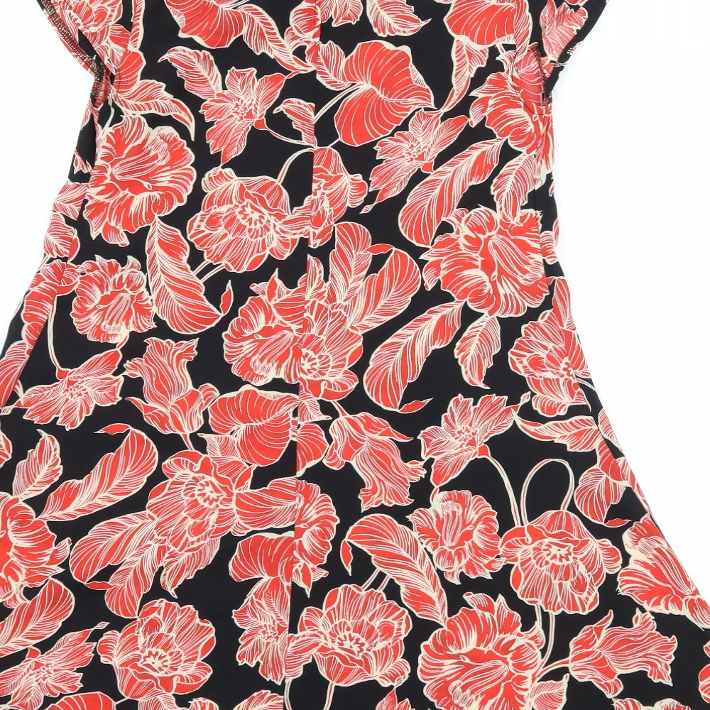 Atmosphere Womens Black Floral A-Line Size 6