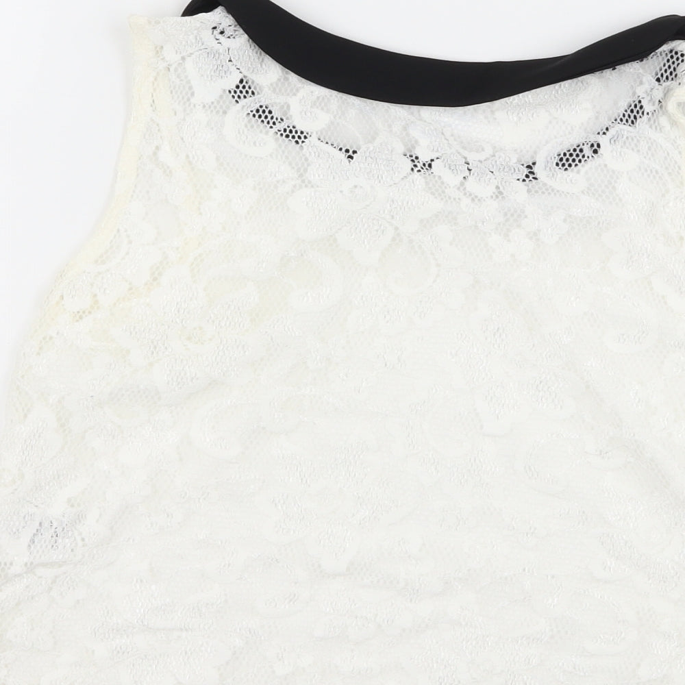 Jennyfer Womens White Lace Basic Tank Size S