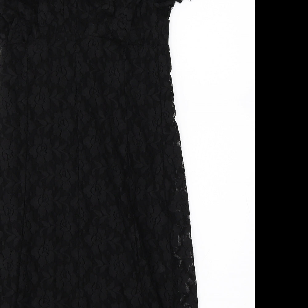 Glamorous Womens Black Lace Shift Size 8