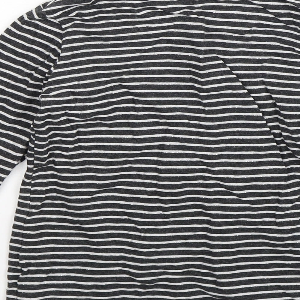 NEXT Girls Grey Striped Pullover Jumper Size 7 Years