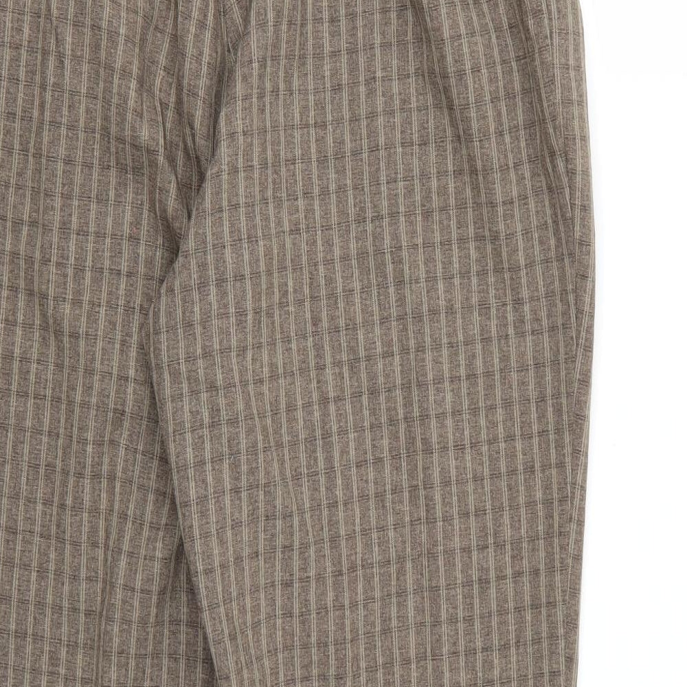Essential Collection Womens Brown Check Rayon Trousers Size 16 L26 in