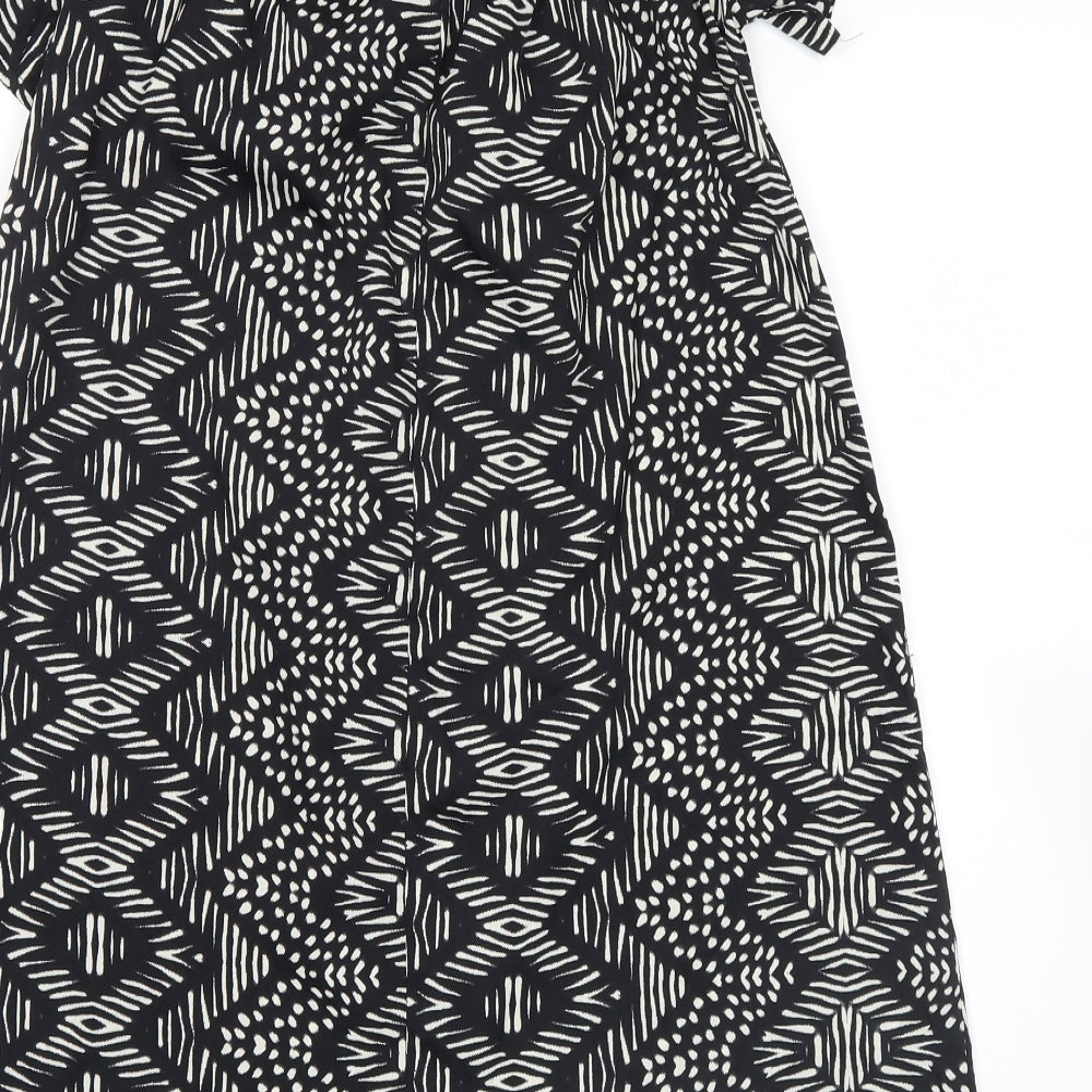 Atmosphere Womens Black Geometric Basic Blouse Size 10