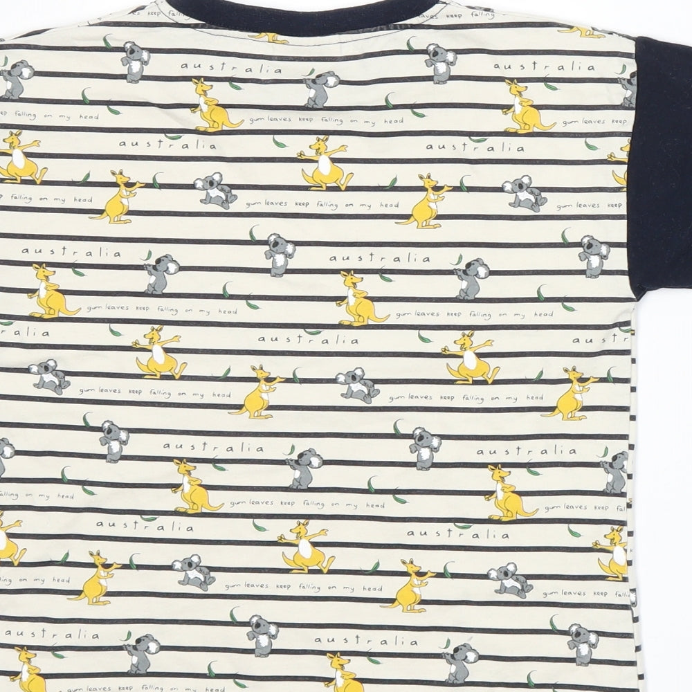 Australian Grown Boys Blue Striped Basic T-Shirt Size 6 Years