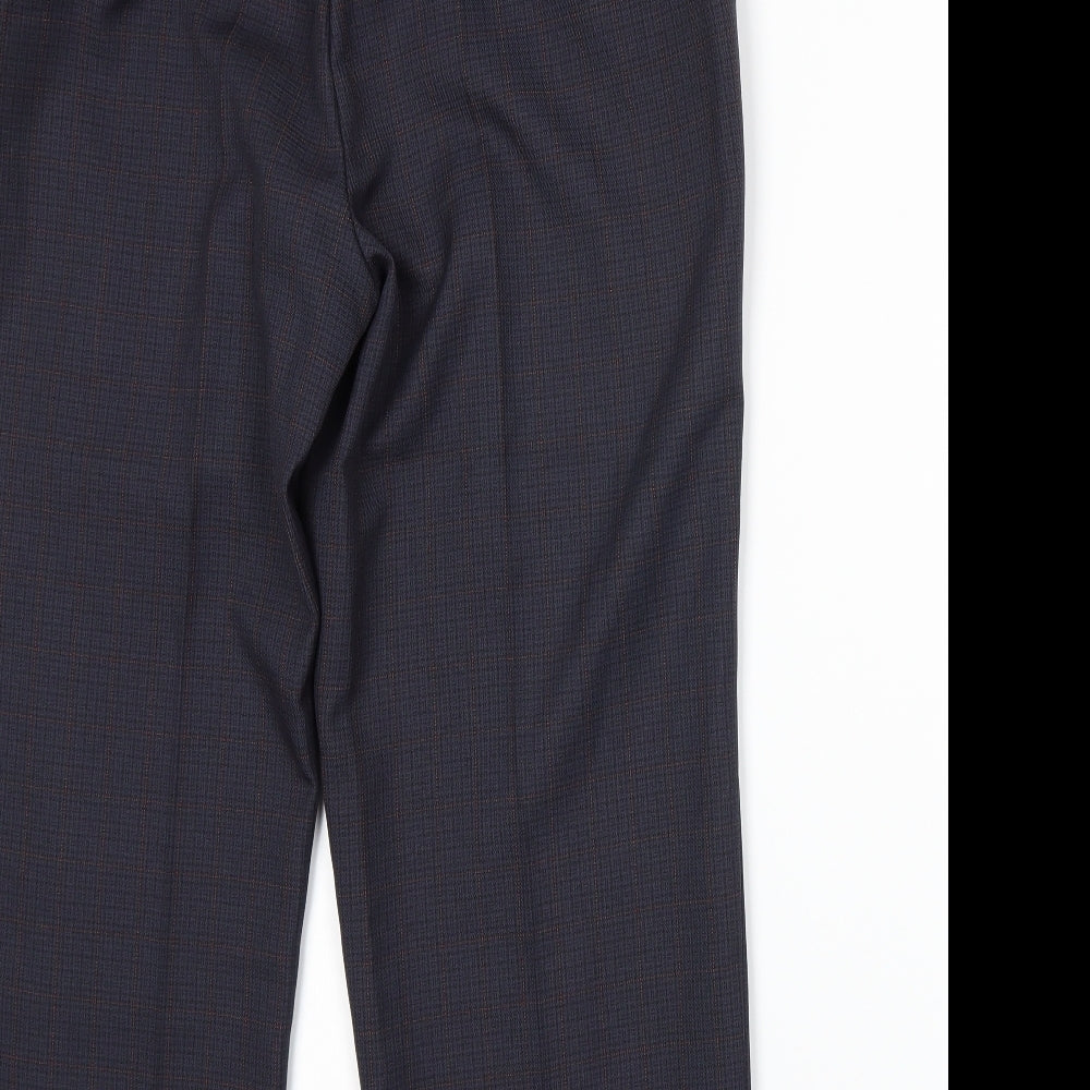 Marks and Spencer Womens Blue Plaid Trousers Size 16 L24 in