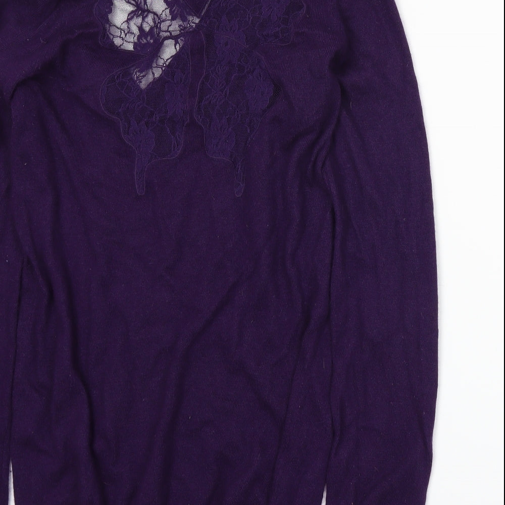 Gharani Strok Womens Purple Knit Pullover Jumper Size M
