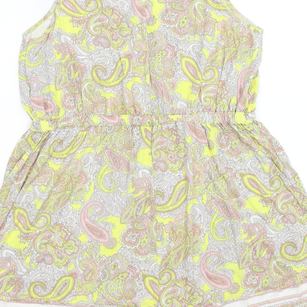 H&M Womens Yellow Paisley Tank Dress Size M