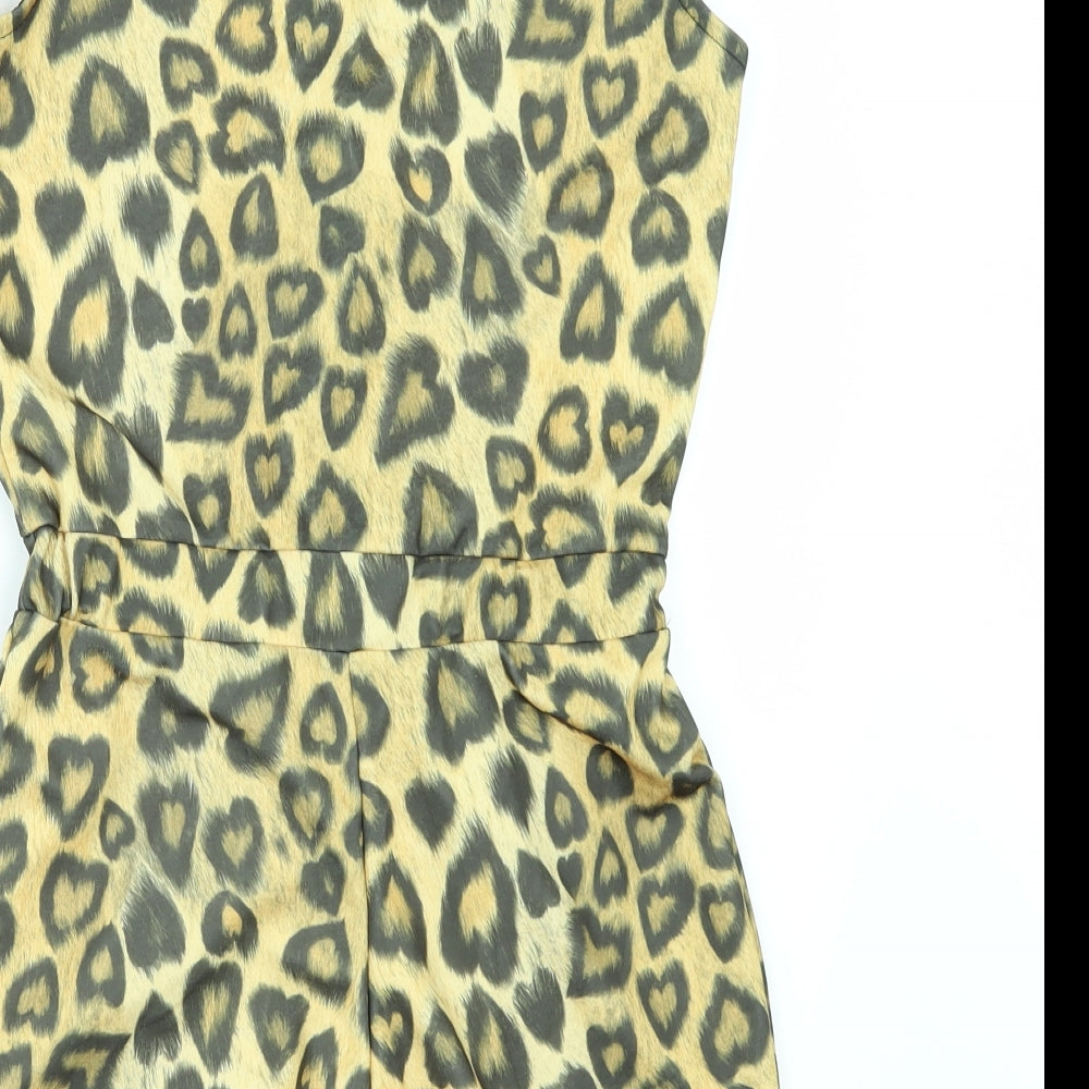 Kiah Womens Yellow Animal Print Playsuit One-Piece Size 10