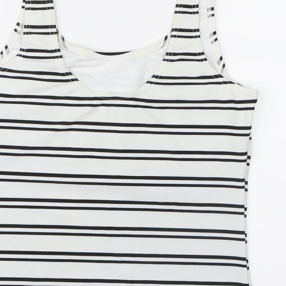 E-vie Womens White Striped Basic Tank Size 16
