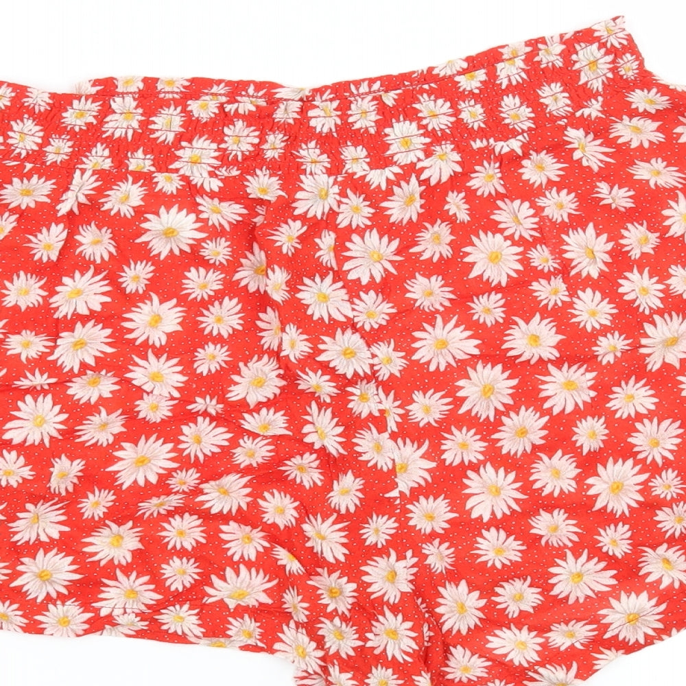 Monki Womens Red Floral Culotte Shorts Size S