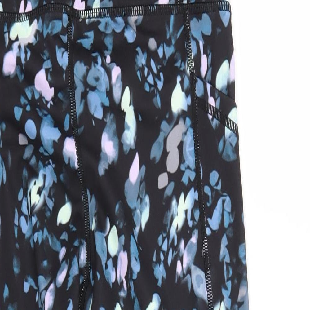 Gaiam Womens Black Geometric Capri Leggings Size S L22 in