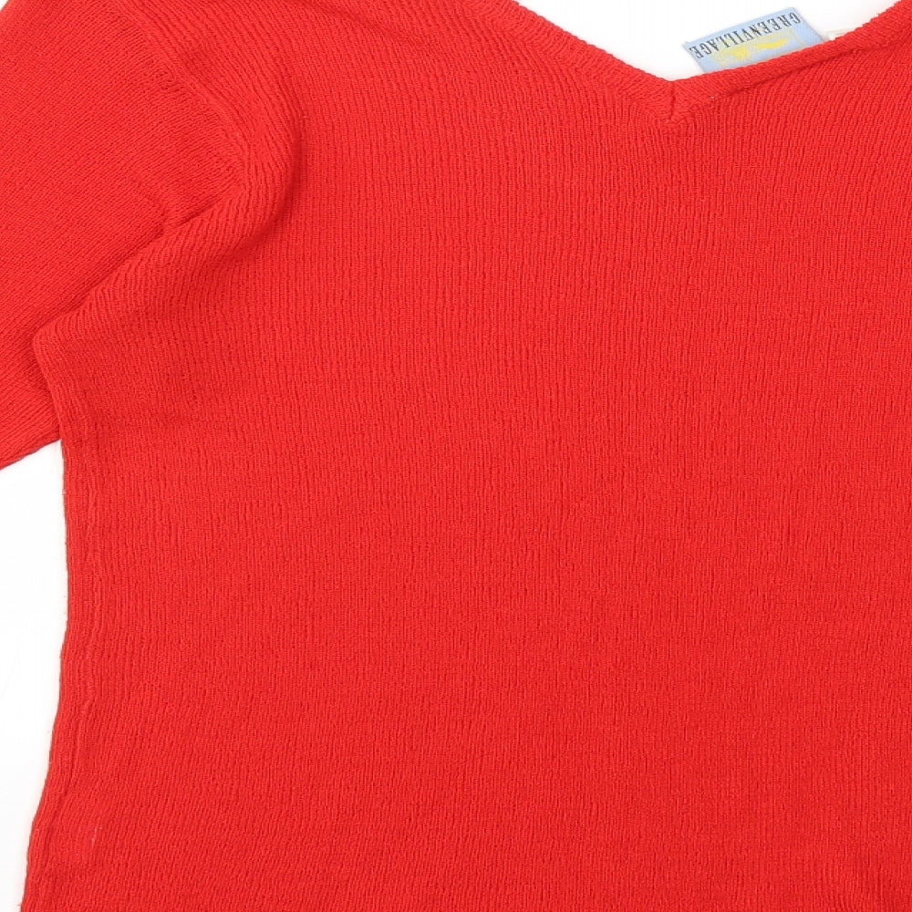 Greenvillage Womens Red Knit Pullover Jumper Size XL