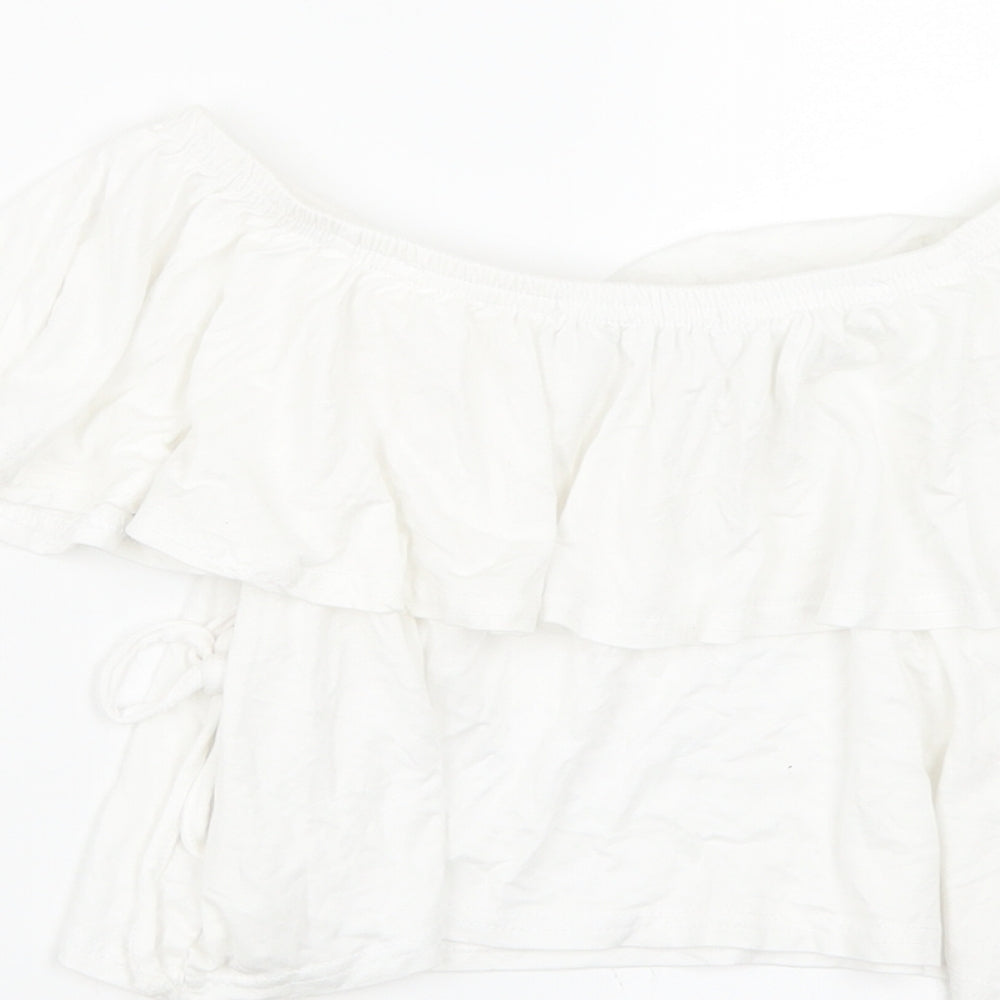 Missguided Womens White Cropped T-Shirt Size 10