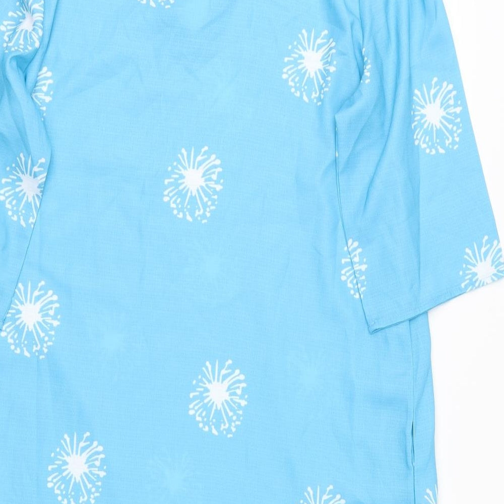 tendency Womens Blue Floral Tunic Blouse Size L