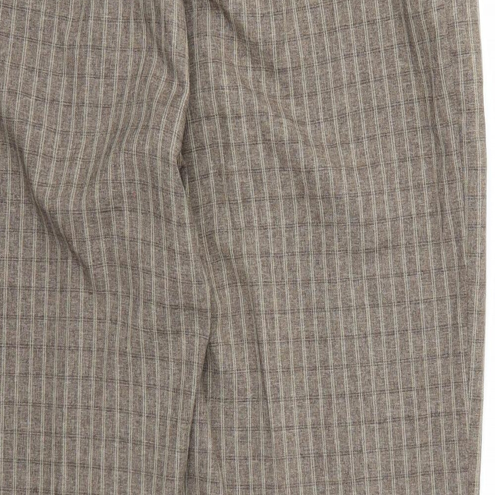 Essential Collection Womens Brown Check Rayon Trousers Size 18 L24 in